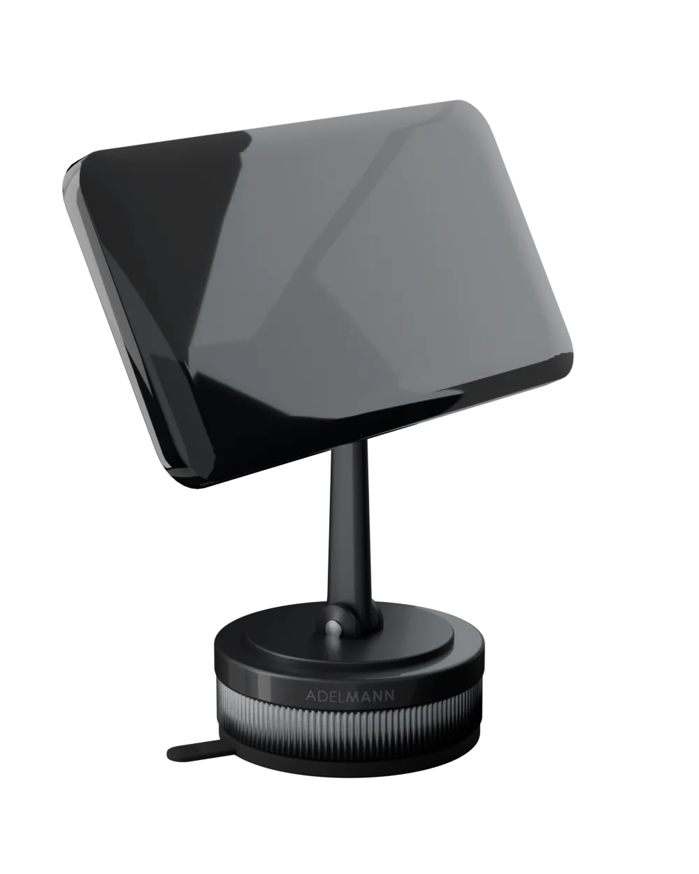 Der Halter trägt ein Smartphone im Hochformat; der Magnetring greift mittig auf der Rückseite